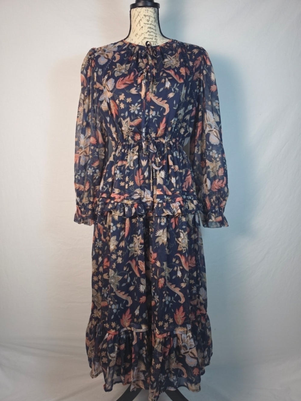 NWT Sam Edelman Clarice Floral Tiered Chiffon Midi Maxi Dress Small